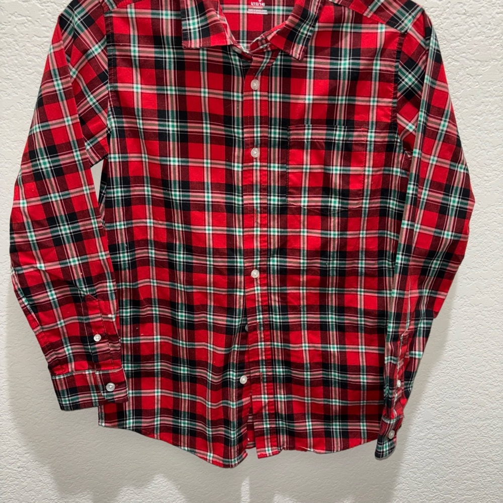 Cat & Jack Red and Green Plaid Boys Shirt